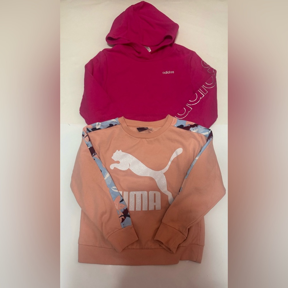 Girls Adidas Fleece Hoodie and Puma Fleece sweatshirt SZ 6x-7